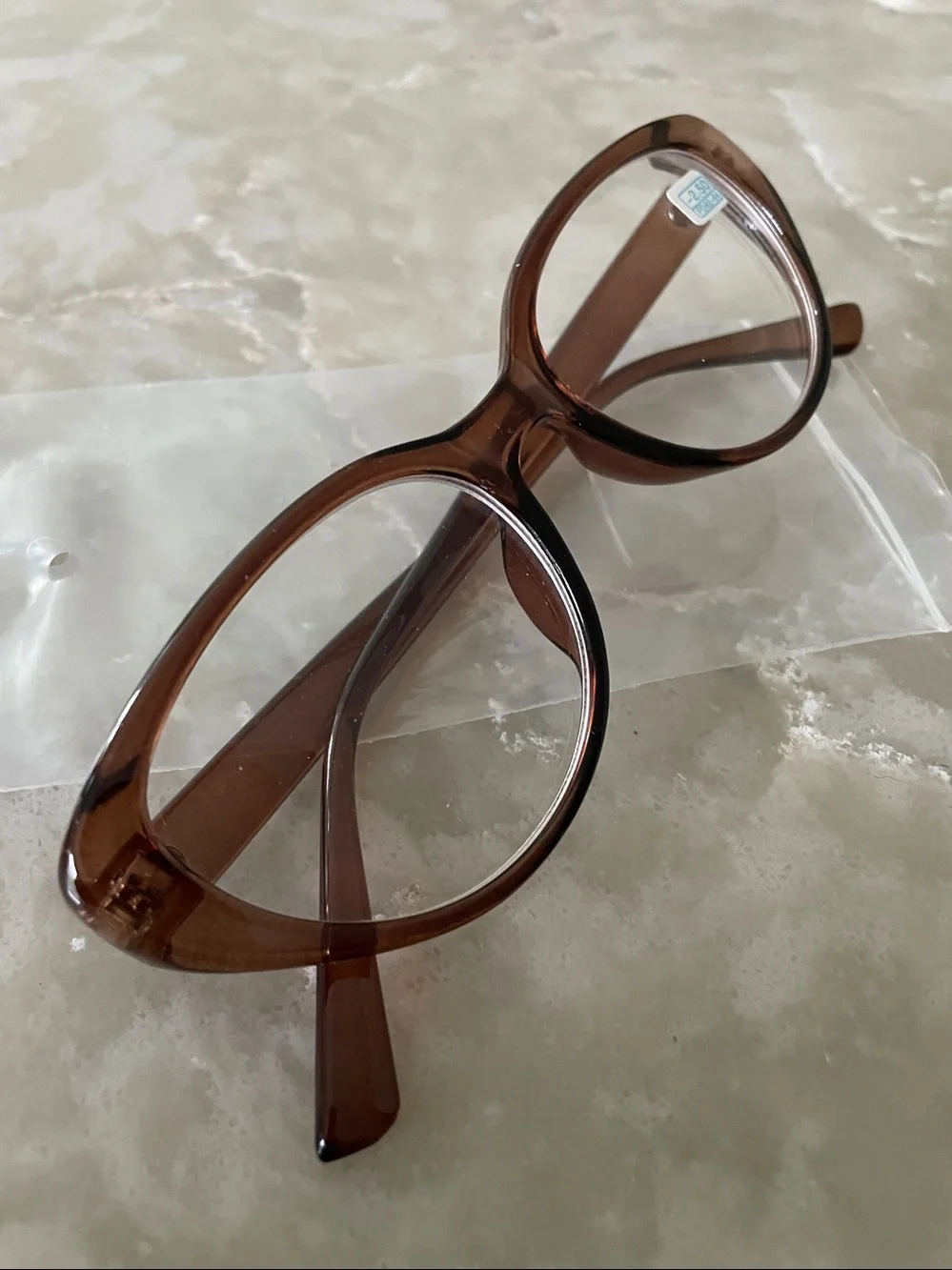 NWT brown cat eye minus glasses - 2.50 near sighted lens myopia